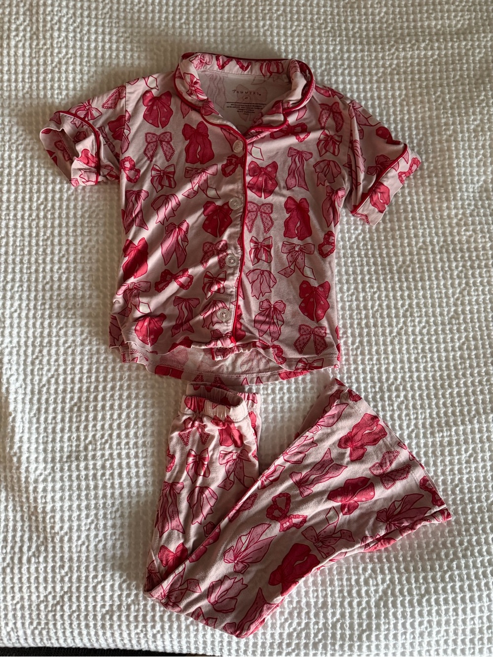 Pink Bow-Print Pajama Set